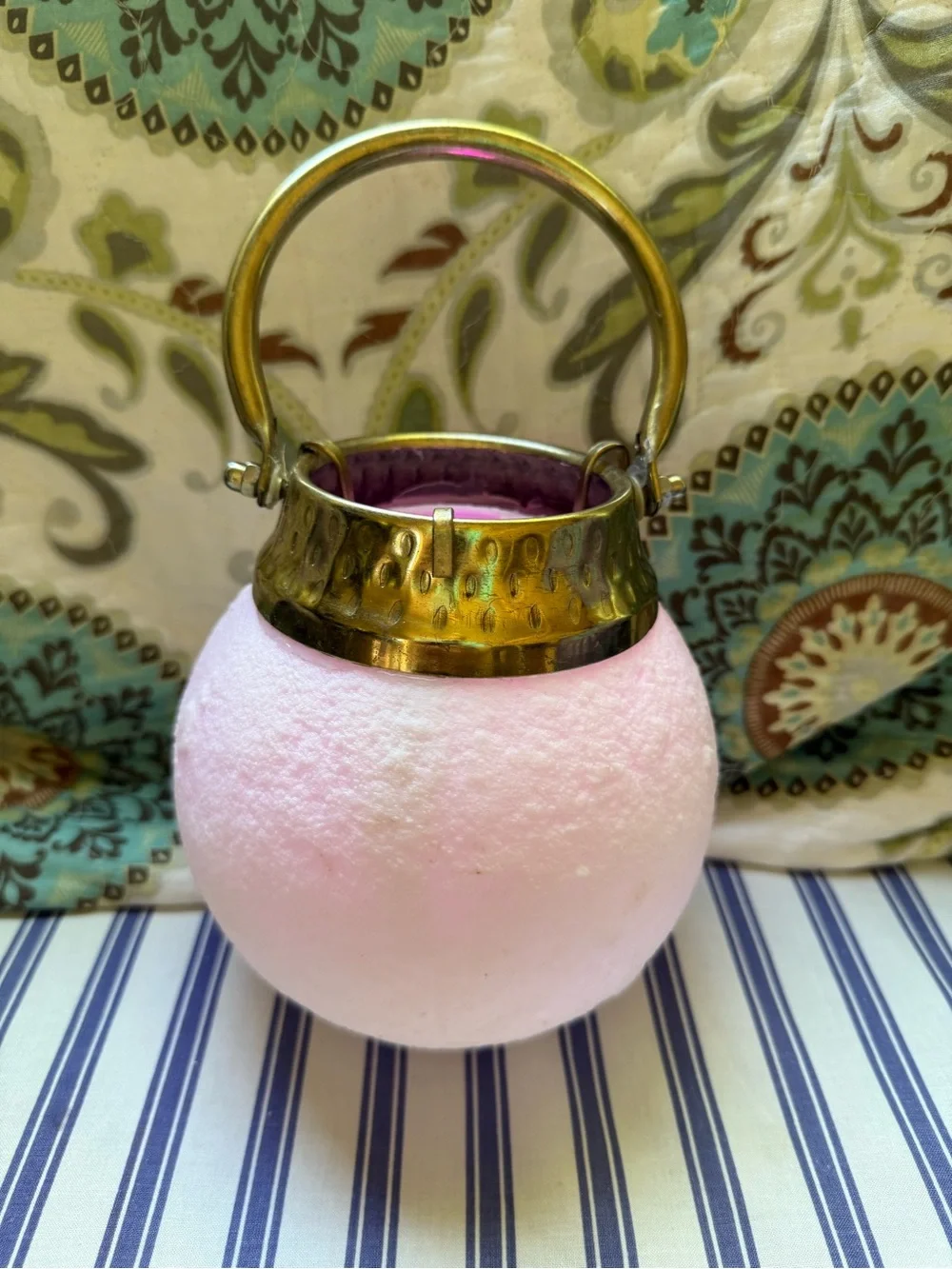 Brass-Accented White Globe Hanging Lantern